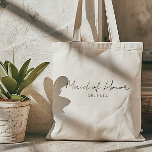 Simple Elegant Customisable Maid of Honour Tote Bag