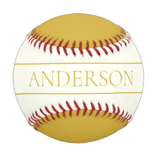 Simple Elegant Customisable Text Gold Off White Baseball