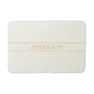 Simple Elegant Customisable Text   Gold Off White Bath Mat