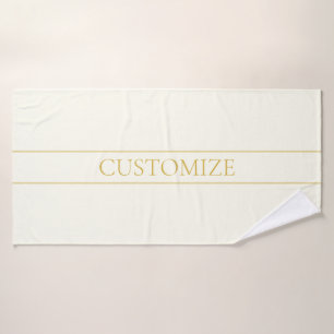 Simple Elegant Customisable Text   Gold Off White Bath Towel Set