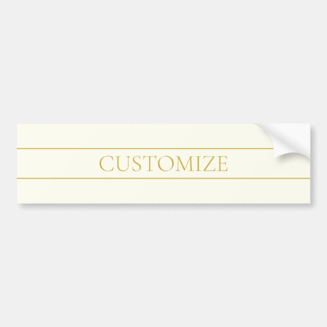 Simple Elegant Customisable Text | Gold Off White Bumper Sticker (Front)
