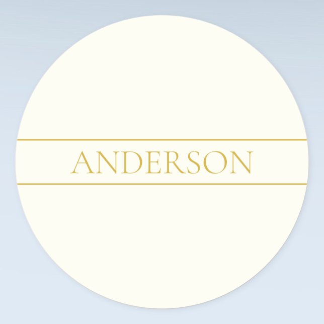 Simple Elegant Customisable Text | Gold Off White Classic Round Sticker (Creator Uploaded)