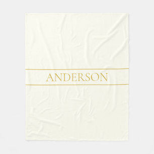 Simple Elegant Customisable Text   Gold Off White Fleece Blanket