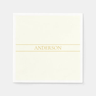 Simple Elegant Customisable Text   Gold Off White Napkin