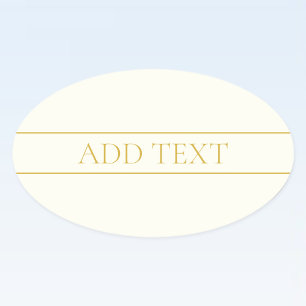 Simple Elegant Customisable Text   Gold Off White Oval Sticker