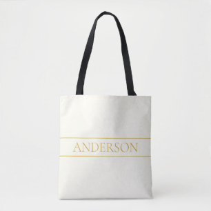 Simple Elegant Customisable Text   Gold Off White Tote Bag