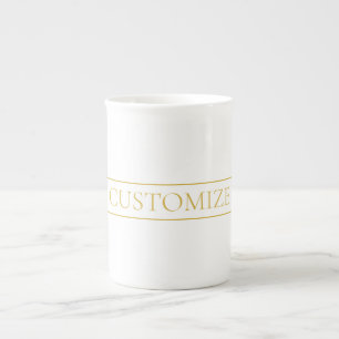 Simple Elegant Customisable Text   Gold & White Bone China Mug