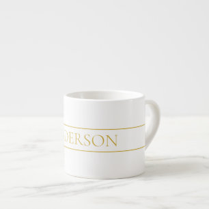 Simple Elegant Customisable Text   Gold & White Espresso Cup