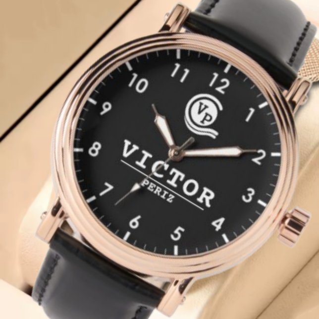 Simple elegant  customizable Monogram  Black Watch (Creator Uploaded)