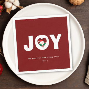 Simple Elegant Cute Santa Christmas Joy Party Napkin