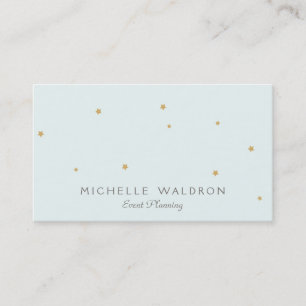Simple Elegant Cute Stars Event Planner Light Aqua Business Card