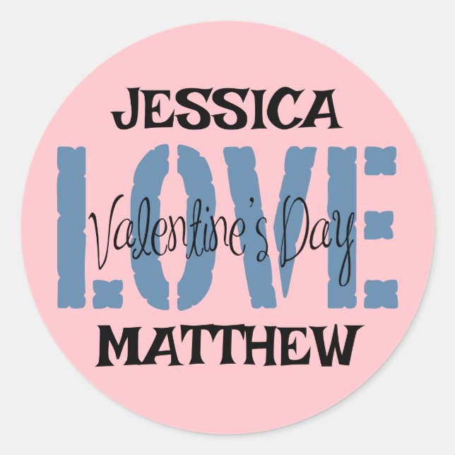 simple elegant cute valentine, Sweet for couple  Classic Round Sticker (Front)
