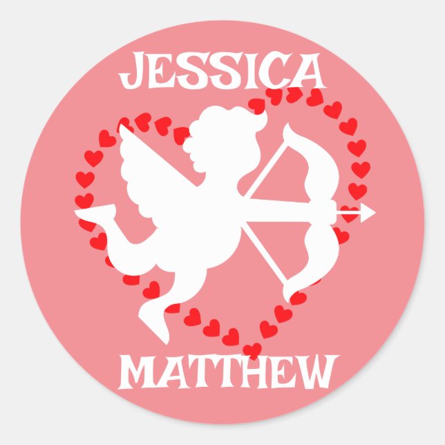 simple elegant cute valentine, Sweet for couple  Classic Round Sticker (Front)