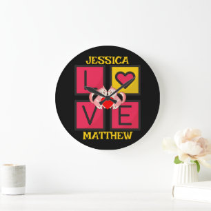 simple elegant cute valentine, Sweet for couple  Large Clock