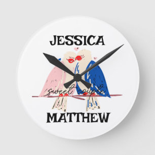 simple elegant cute valentine, Sweet for couple  Round Clock