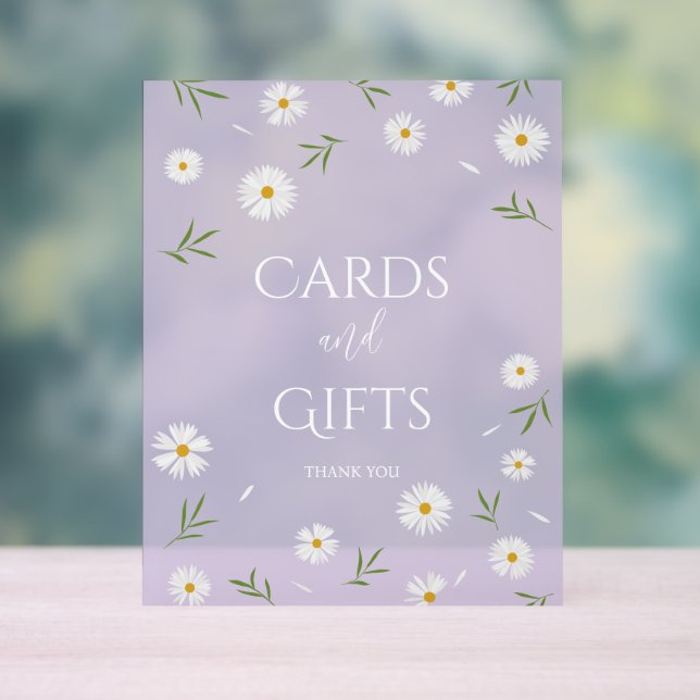 Simple Elegant Daisies Baby Shower Cards and Gifts Acrylic Sign (Neutral)