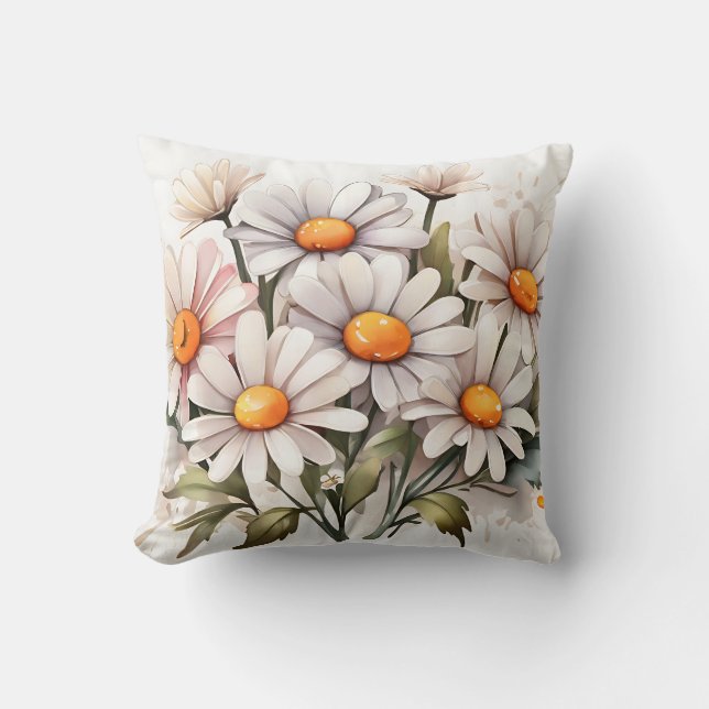 Simple Elegant Daisies Cushion (Front)