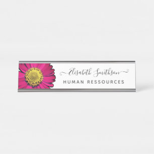    Simple Elegant Daisy Custom Professional Floral Desk Name Plate