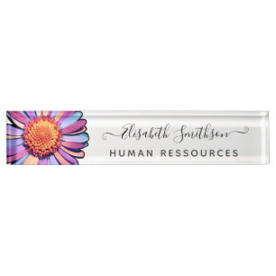    Simple Elegant Daisy Custom Professional Floral Nameplate