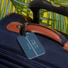 Simple Elegant Dark Blue Monogram Luggage Tag