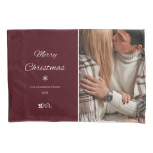 Simple & Elegant Dark Burgundy Christmas Holidays Pillowcase