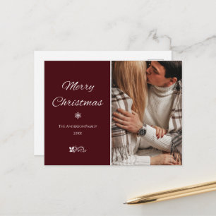 Simple & Elegant Dark Burgundy Christmas Holidays  Postcard