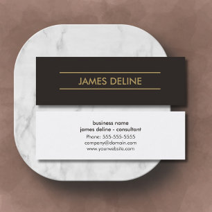 Simple Elegant Dark Gray Gold Lines Consultant Mini Business Card