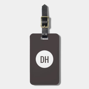 Simple Elegant Dark Grey Monogram Luggage Tag