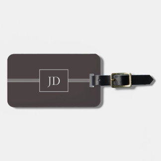 Simple Elegant Dark Grey Monogram Luggage Tag