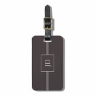 Simple Elegant Dark Grey Monogram Luggage Tag
