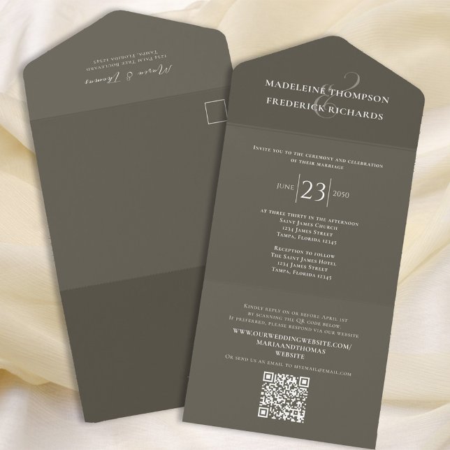 Simple Elegant Dark Grey Script | QR Code Website All In One Invitation (Creator Uploaded)