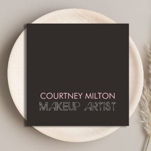 Simple Elegant Dark Makeup Artist Square Business Card