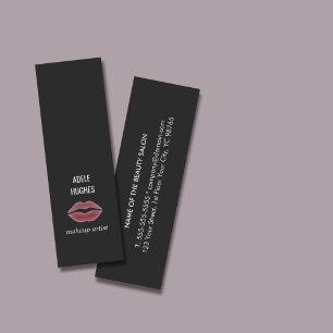 Simple Elegant Dark Pink Lips Makeup Artist Mini Business Card