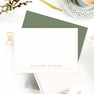 Simple Elegant Dark Sage Green Custom Name Card