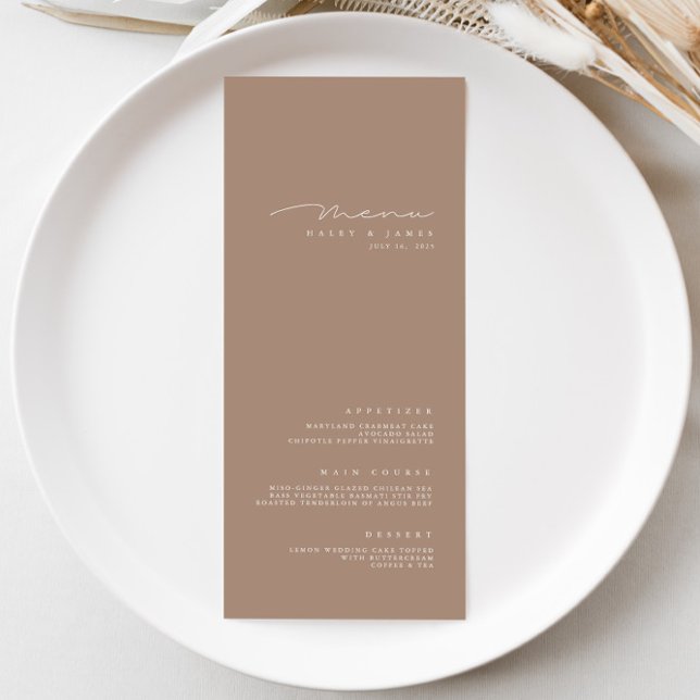 Simple Elegant Dark Taupe Wedding Menu (Creator Uploaded)