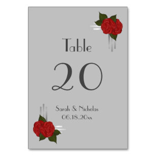 Simple Elegant Deco Rose Wedding Table Card