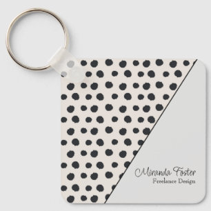 Simple Elegant Dotted Business Card Key Ring