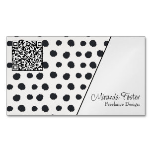 Simple Elegant Dotted QR Code Business Card Magnet