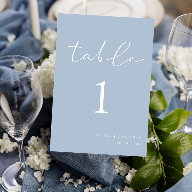 Simple Elegant Dusty Blue Wedding Table Number (Creator Uploaded)