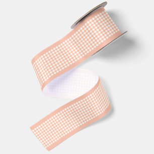 Simple Elegant Dusty Peach Cottagecore Gingham Satin Ribbon