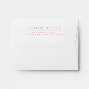 Simple Elegant Dusty Pink Custom Name White Envelope