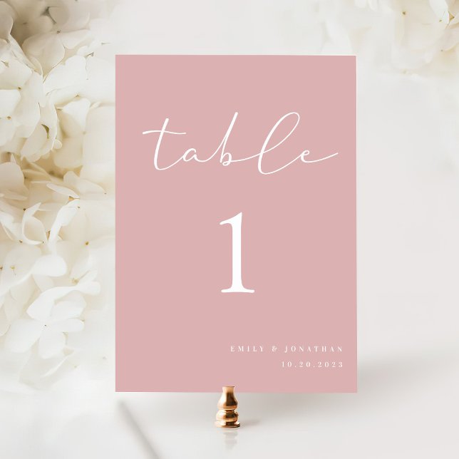 Simple Elegant Dusty Pink Wedding Table Number (Creator Uploaded)