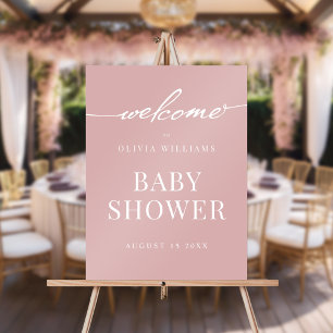 Simple Elegant Dusty Rose Baby Shower Welcome Acrylic Sign