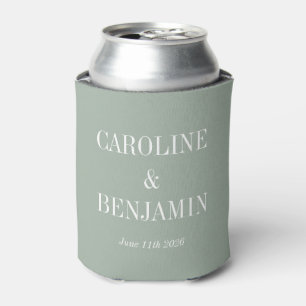 Simple Elegant Dusty Sage Custom Wedding Names Can Cooler