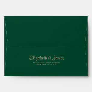 Simple Elegant Emerald Green Gold Wedding Envelope