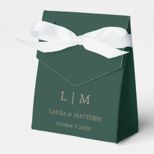 Simple Elegant Emerald Green Monogram Wedding Favour Box
