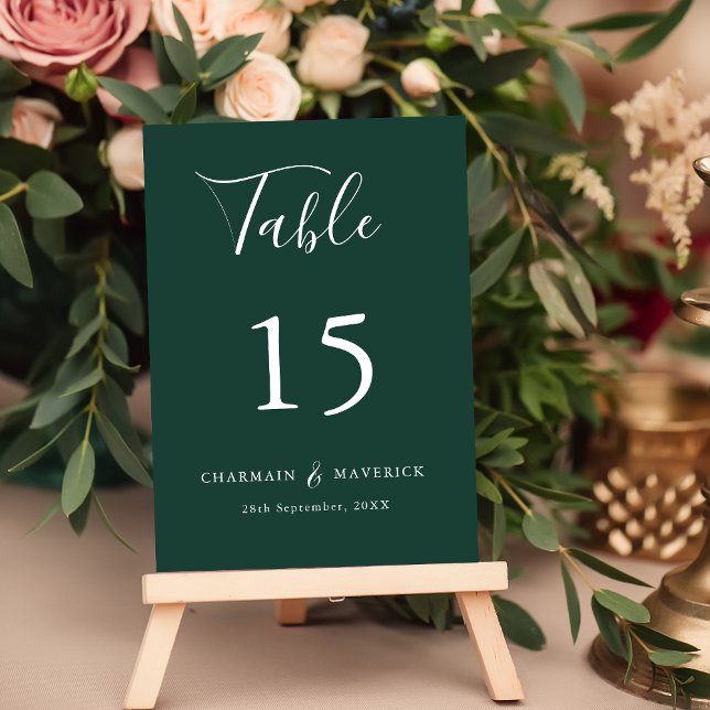 Simple Elegant Emerald Green Wedding Table Number (Creator Uploaded)