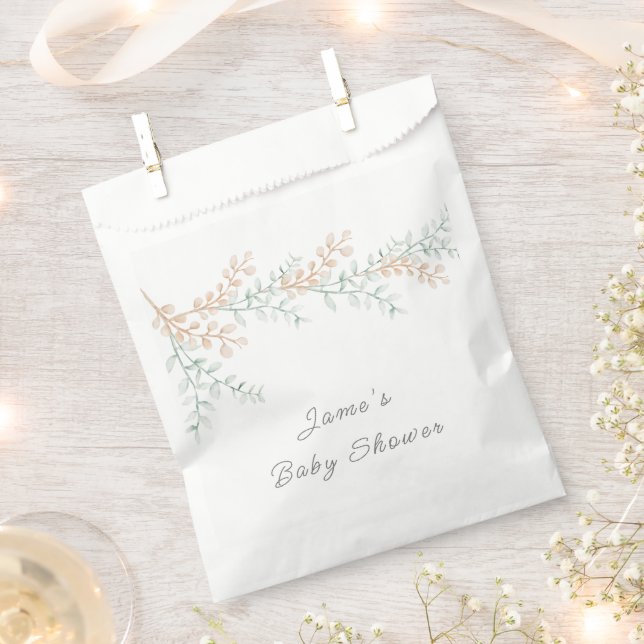 Simple Elegant Eucalyptus Baby Shower Favour Bag (Clipped)