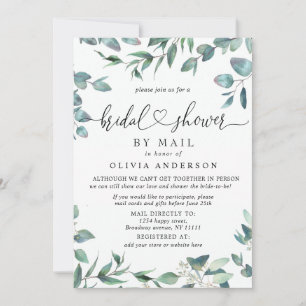 Simple Elegant Eucalyptus BRIDAL Shower By Mail Invitation