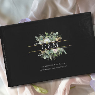 Simple, elegant Eucalyptus Flower Wedding   Guest Book